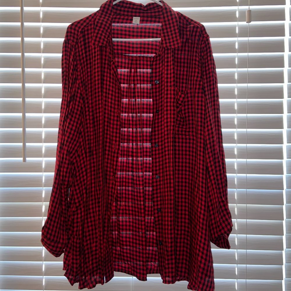 Red and Black Flannel Button Down Old Navy Size XXL